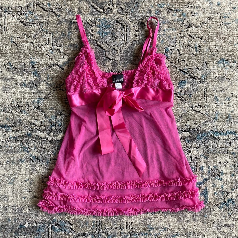 Frederick’s of Hollywood pink ruffled babydoll